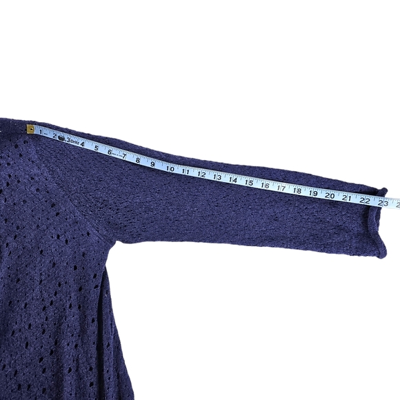Eileen Fisher Open Knit Waterfall Merino Wool Purple Cardigan Women's Size Large - Picture 9 of 10